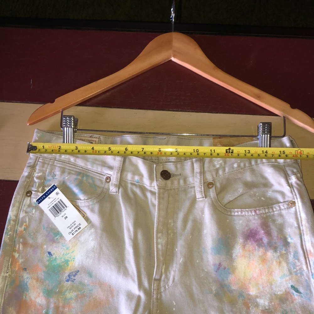 Polo Ralph Lauren Astor Boyfriend Jeans Khaki Paint Splatter Size 28 Women’s - Picture 13 of 16